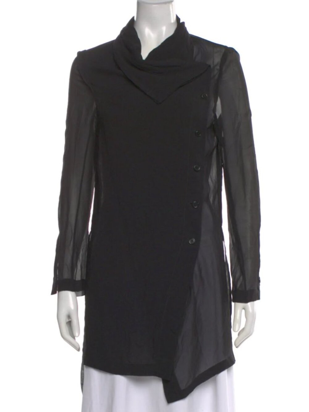 ISO! Ann Demeulemeester Asymmetrical Silk Sheer Tunic Jacket